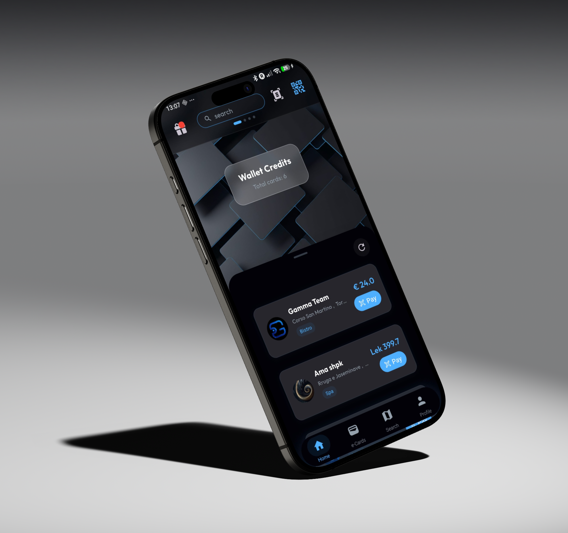 App Gamma Wallet en iPhone