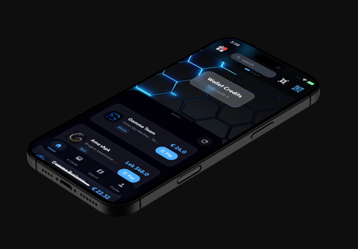 L'application Gamma Wallet sur iPhone